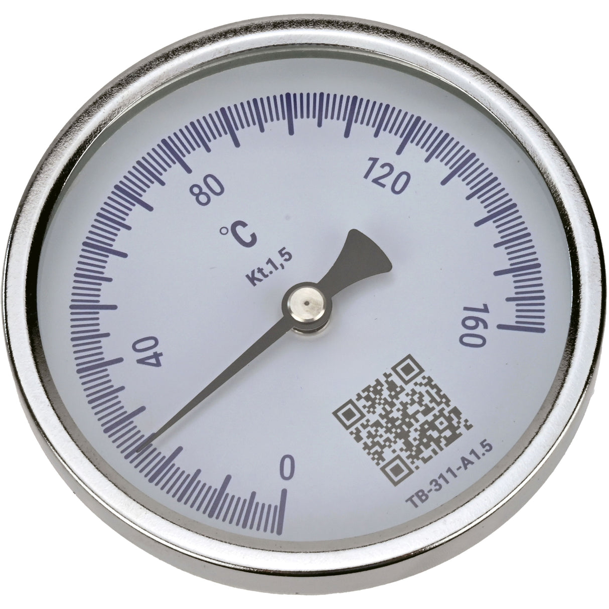 Bimetallic axial thermometers Elephant TB-311-A1.5 PN10-24, stainless steel, length of immersion part 46-200mm, accuracy class - 1.5