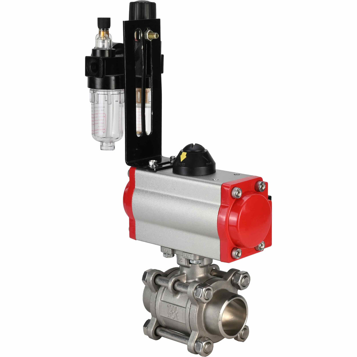 Stainless steel ball valve Elephant kshpp-316200-da-4m310-110/220-bpv, body material - stainless steel AISI 316, ball material - stainless steel AISI 316, seal - PTFE, pneumatic actuator operated