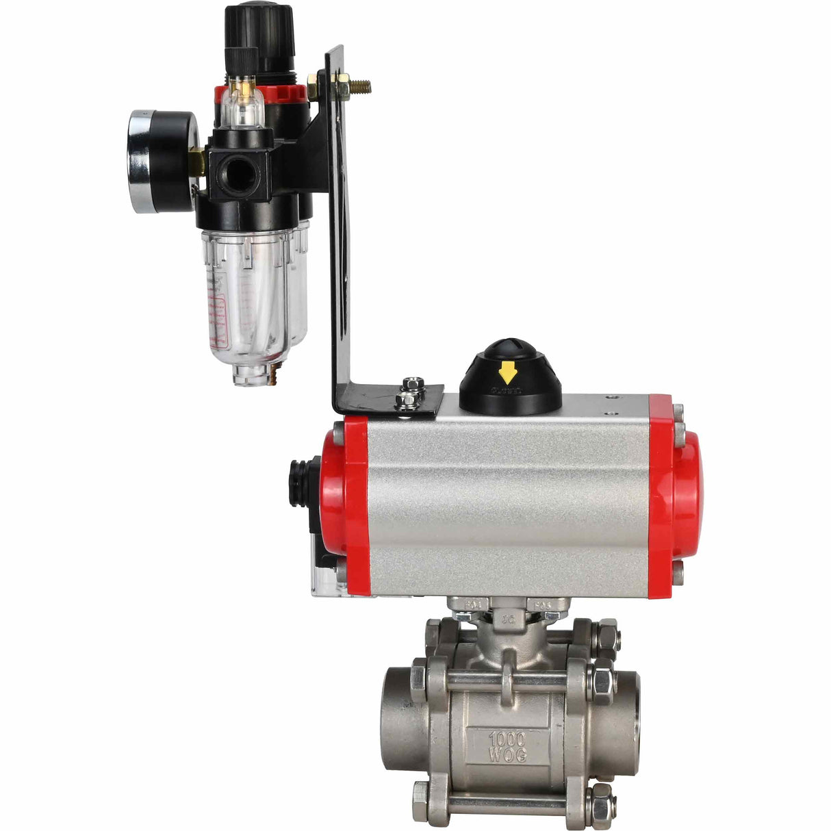 Stainless steel ball valve Elephant kshpp-316200-da-4m310-110/220-bpv, body material - stainless steel AISI 316, ball material - stainless steel AISI 316, seal - PTFE, pneumatic actuator operated