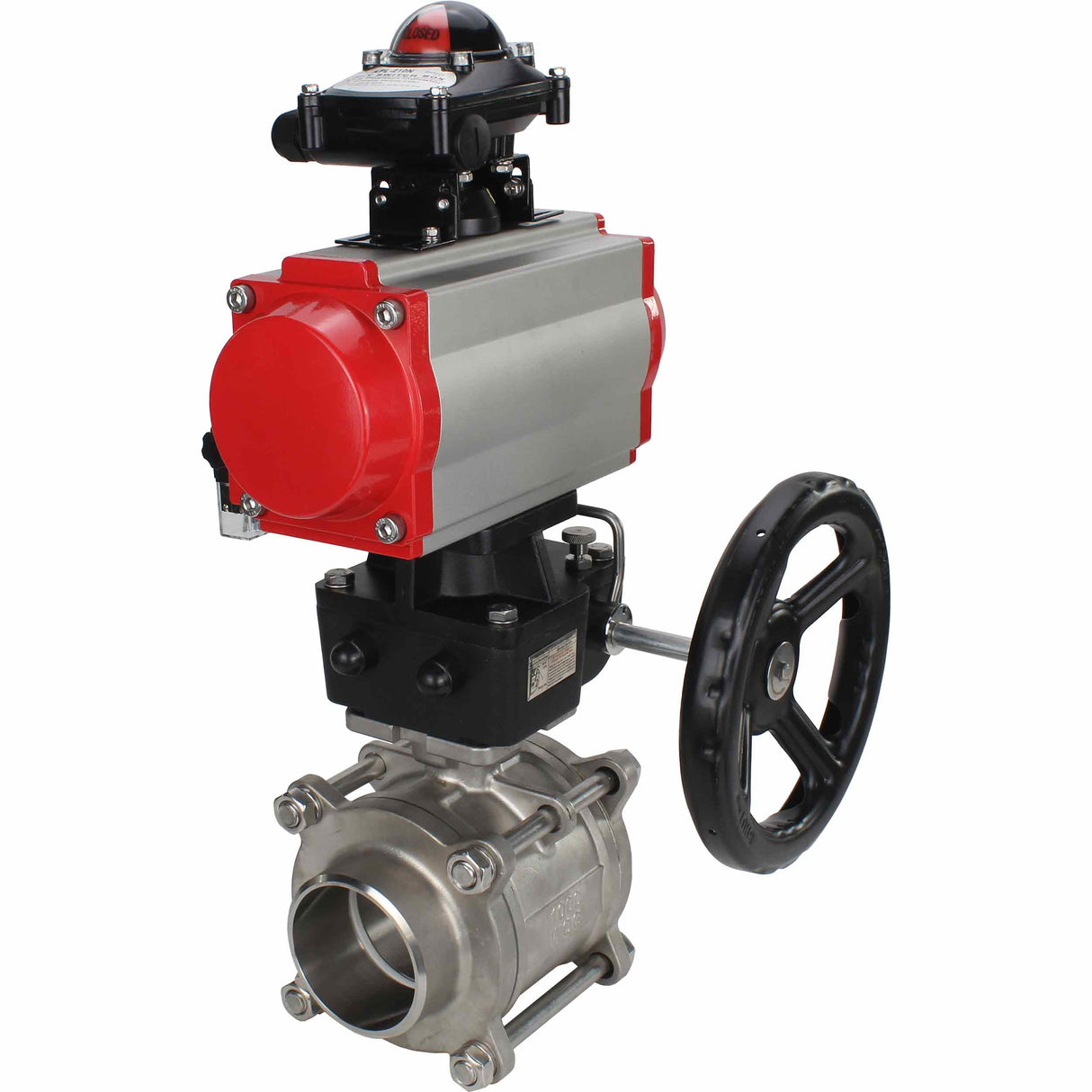 Stainless steel ball valve Elephant kshpp-316200-da-4m310-110/220-apl210n-hdm, body material - stainless steel AISI 316, ball material - stainless steel AISI 316, seal - PTFE, pneumatic actuator operated