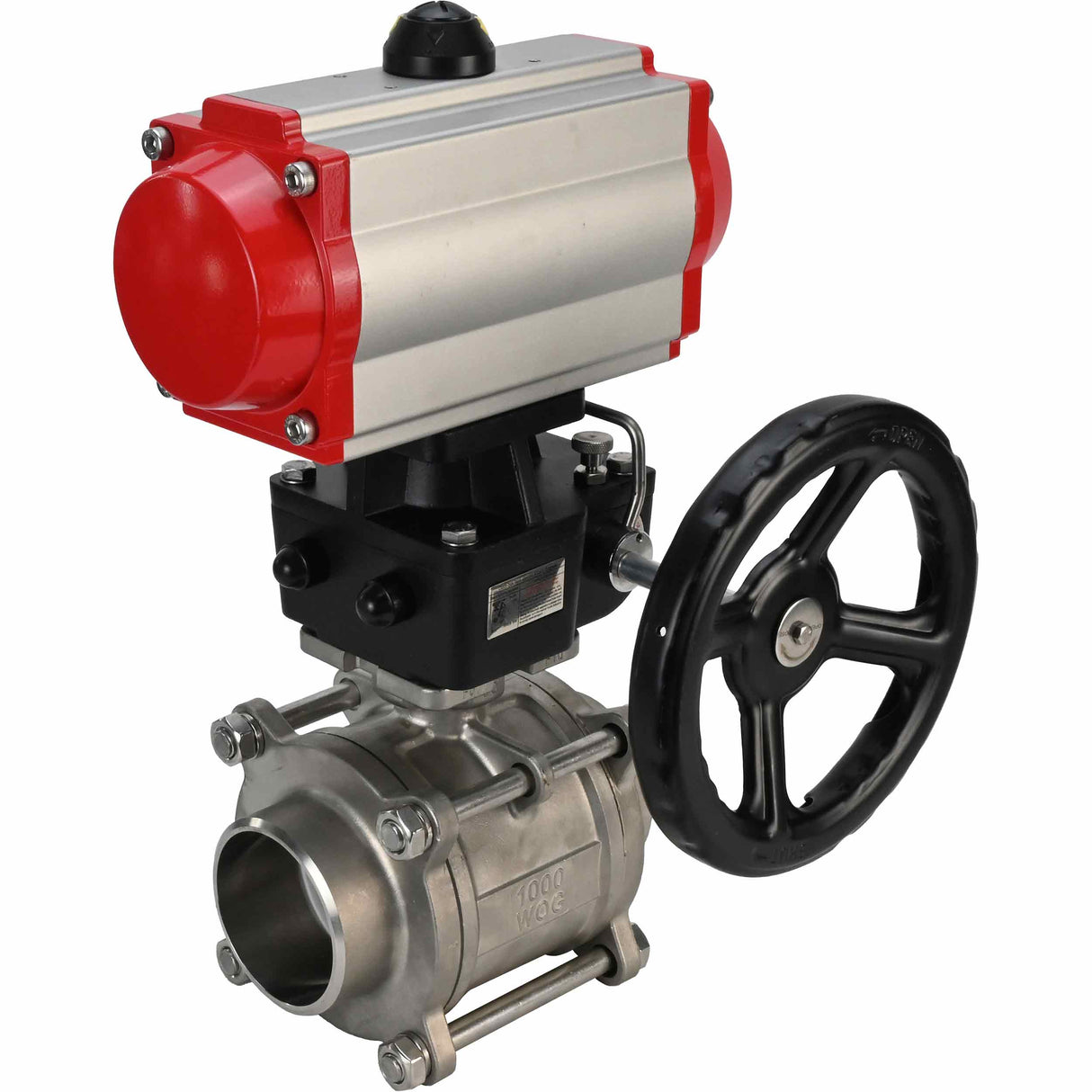 Stainless steel ball valve Elephant kshpp-316200-da-hdm, body material - stainless steel AISI 316, ball material - stainless steel AISI 316, seal - PTFE, pneumatic actuator operated