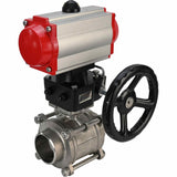 Stainless steel ball valve Elephant kshpp-316200-da-hdm, body material - stainless steel AISI 316, ball material - stainless steel AISI 316, seal - PTFE, pneumatic actuator operated