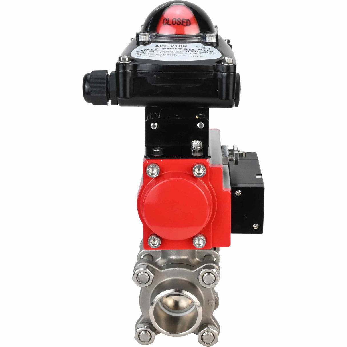 Stainless steel ball valve Elephant kshpp-316200-sa-4m310-24-apl210n, body material - stainless steel AISI 316, ball material - stainless steel AISI 316, seal - PTFE, pneumatic actuator operated