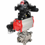 Stainless steel ball valve Elephant kshpp-316200-da-4m310-110/220-apl210n, body material - stainless steel AISI 316, ball material - stainless steel AISI 316, seal - PTFE, pneumatic actuator operated