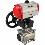 Stainless steel ball valve Elephant kshpp-316200-da-hdm, body material - stainless steel AISI 316, ball material - stainless steel AISI 316, seal - PTFE, pneumatic actuator operated