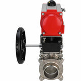 Stainless steel ball valve Elephant kshpp-316200-da-hdm, body material - stainless steel AISI 316, ball material - stainless steel AISI 316, seal - PTFE, pneumatic actuator operated