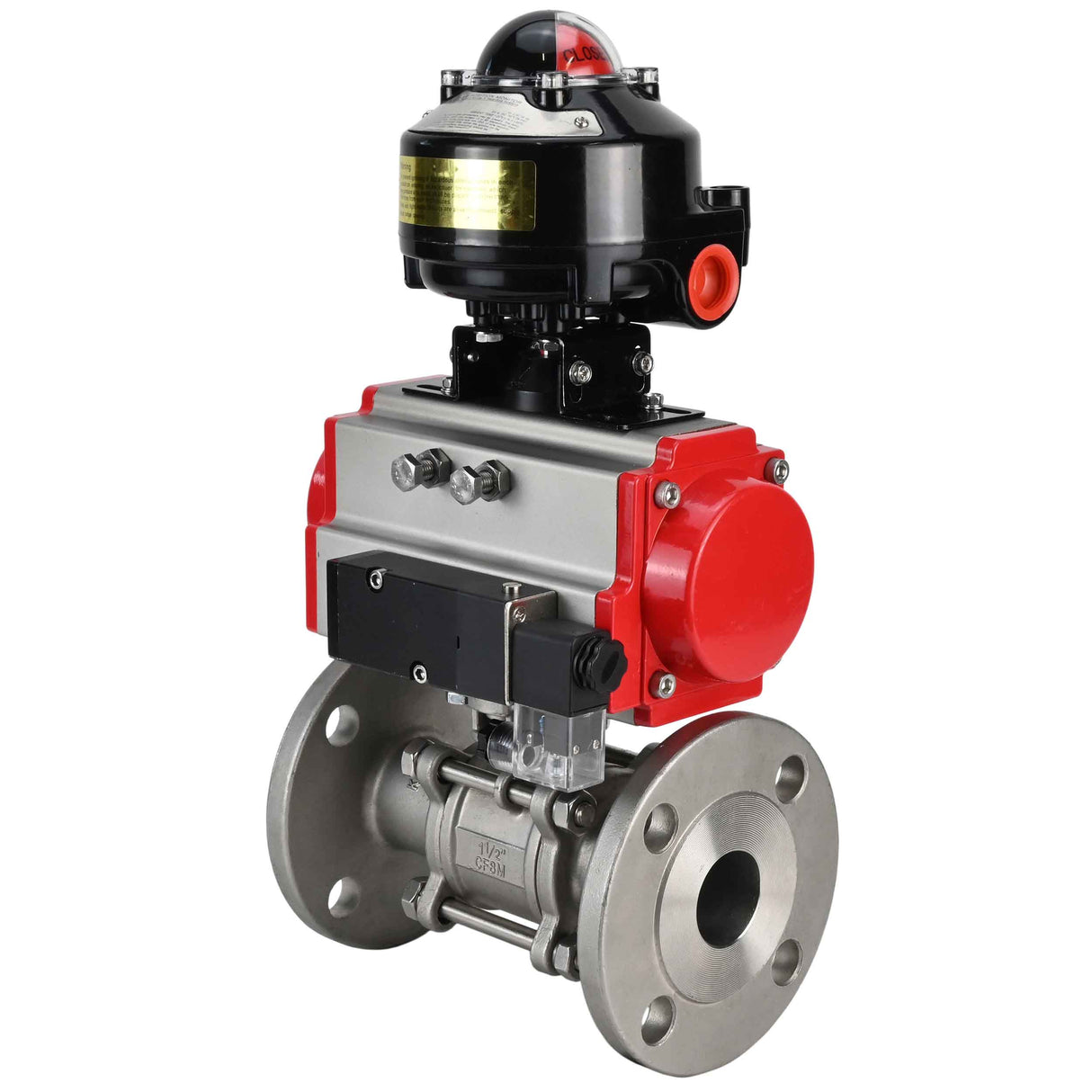 Ball valves Elephant BV3131P(3pc)-FP-F-ISO-H flanged, full bore, three-piece, body - stainless steel SS304, seal - PTFE, with pneumatic actuator Elephant PA-SA 065-160 pneumatic distributor 4M310- 08 220V LSU APL-510N-EX