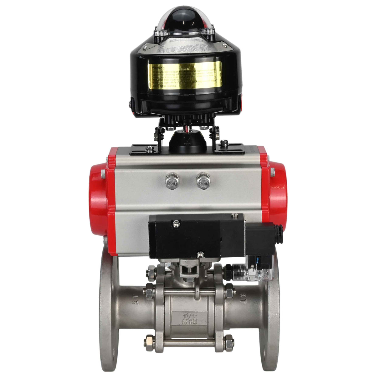Ball valves Elephant BV3131P(3pc)-FP-F-ISO-H flanged, full bore, three-piece, body - stainless steel SS304, seal - PTFE, with pneumatic actuator Elephant PA-SA 065-160 pneumatic distributor 4M310- 08 220V LSU APL-510N-EX