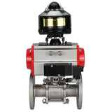 Ball valves Elephant BV3131P(3pc)-FP-F-ISO-H flanged, full bore, three-piece, body - stainless steel SS304, seal - PTFE, with pneumatic actuator Elephant PA-SA 065-160 pneumatic distributor 4M310- 08 220V LSU APL-510N-EX