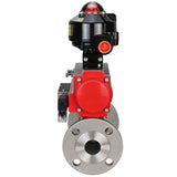 Ball valves Elephant BV3131P(3pc)-FP-F-ISO-H flanged, full bore, three-piece, body - stainless steel SS304, seal - PTFE, with pneumatic actuator Elephant PA-SA 065-160 pneumatic distributor 4M310- 08 220V LSU APL-510N-EX