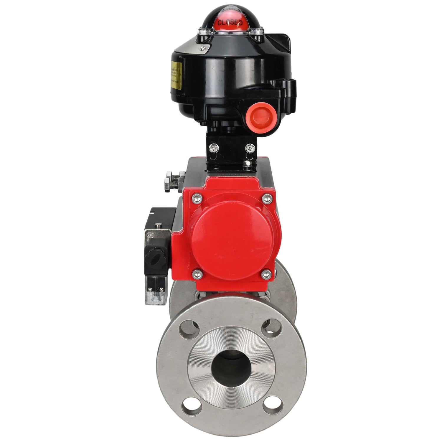 Ball valves Elephant BV3232P(3pc)-FP-F-ISO-H flanged, full bore, three-piece, body - stainless steel SS316, seal - PTFE, with pneumatic actuator Elephant PA-DA 052-130 pneumatic distributor 4M310- 08 NAMUR 24V LSU APL-510N-EX