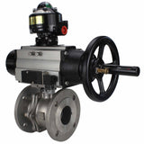 Ball valves Elephant BV3232P(2pc)-FP-F-ISO-H DN80-100 16 bar, full bore flanged, stainless steel SS316, seal - PTFE, with pneumatic actuator PA-DA-105-1 double acting, with pneumatic distributor 4M310-08 24V , with LSU APL-510N EX