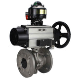 Ball valves Elephant BV3232P(2pc)-FP-F-ISO-H DN80-100 16 bar, full bore flanged, stainless steel SS316, seal - PTFE, with pneumatic actuator PA-DA-105-1 double acting, with pneumatic distributor 4M310-08 24V , with LSU APL-510N EX