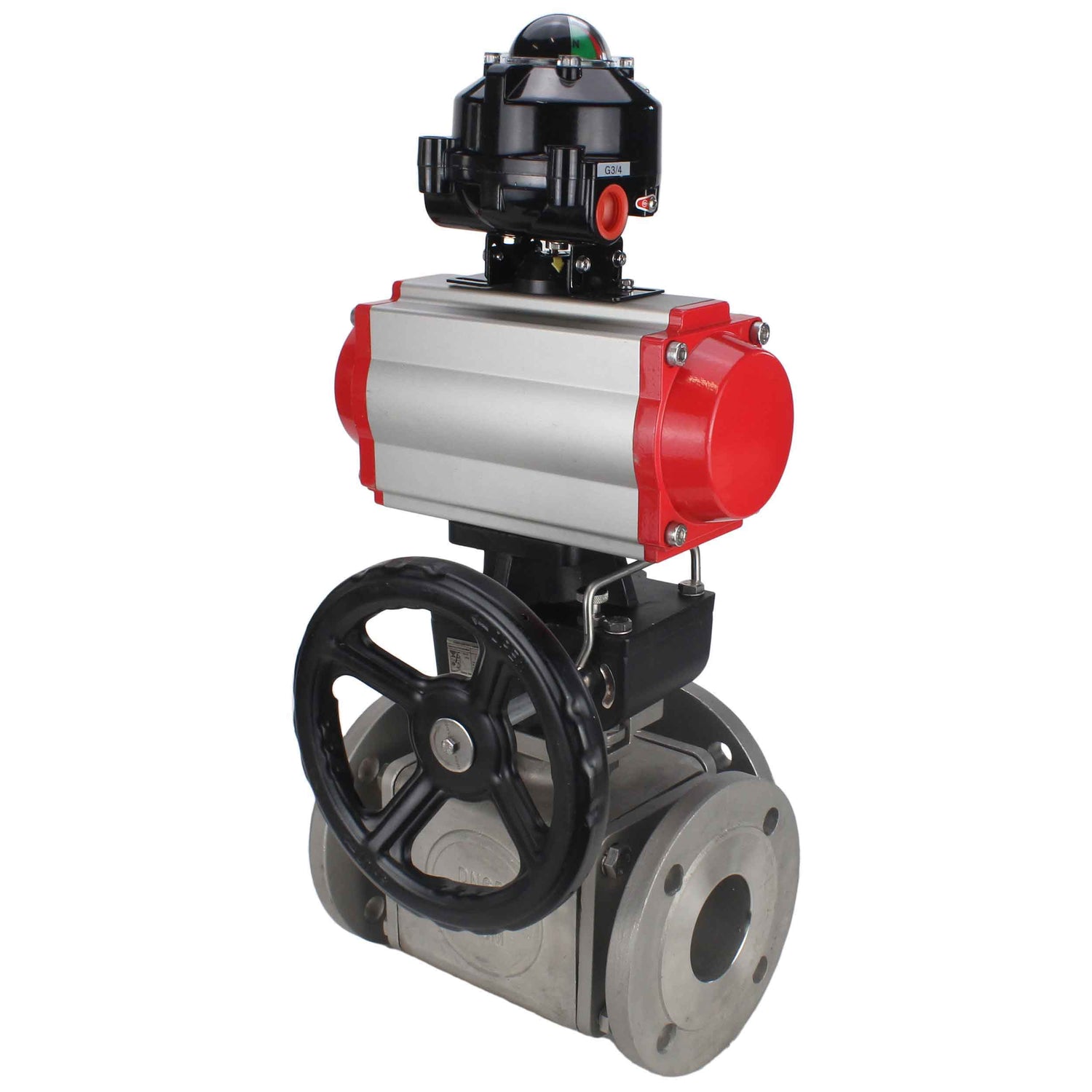 Ball valves Elephant BV3232P(4pc)-FP-3WL-F-ISO-H 16 bar full bore, flanged, stainless steel body. steel SS316, ISO flange F03/F04-F10/F12, square 9x9-19x19, with pneumatic actuator PA-DA, PN/distributor 4M310-08 220V, LSU APL-510N EX and Doubler MON3-700-