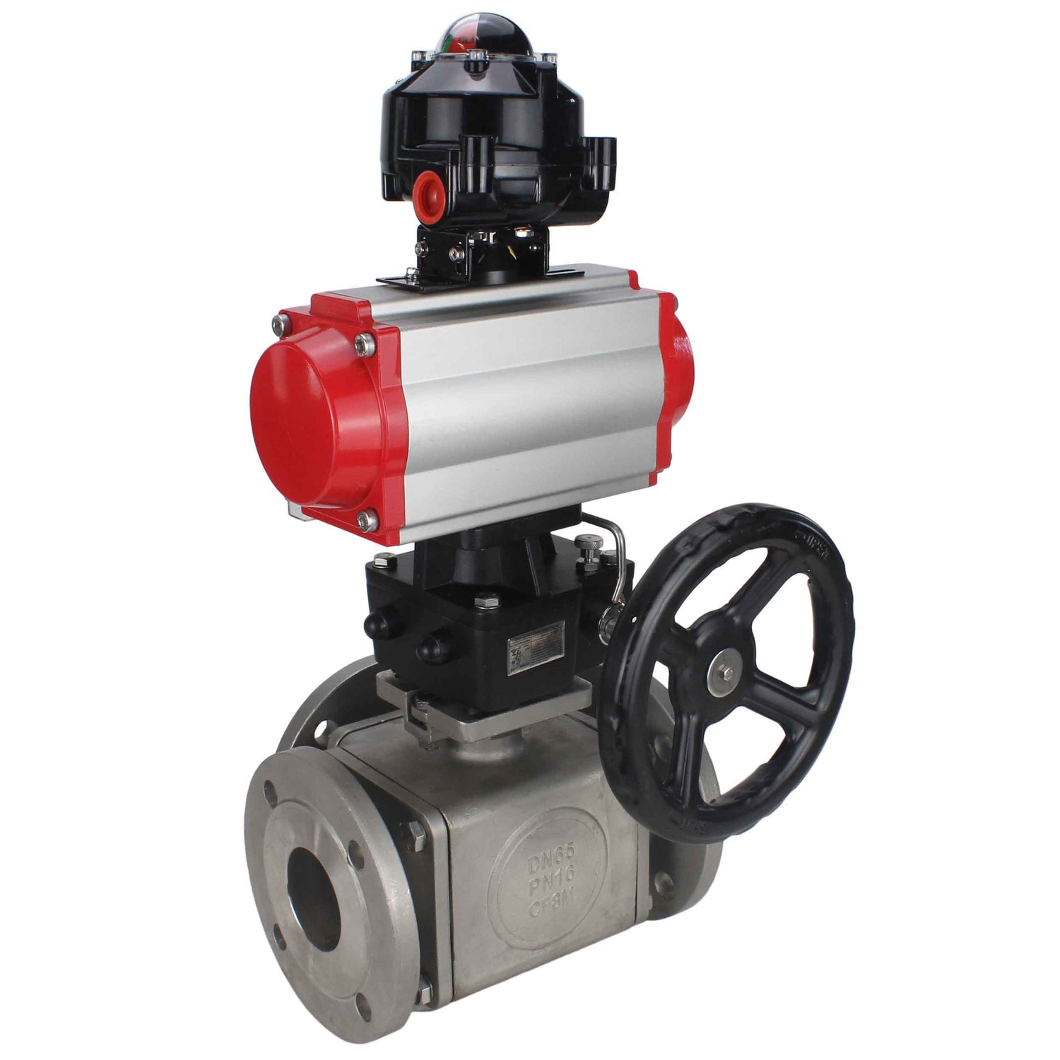 Ball valves Elephant BV3232P(4pc)-FP-3WL-F-ISO-H 16 bar full bore, flanged, stainless steel body. steel SS316, ISO flange F03/F04-F10/F12, square 9x9-19x19, with pneumatic actuator PA-DA, PN/distributor 4M310-08 220V, LSU APL-510N EX and Doubler MON3-700-