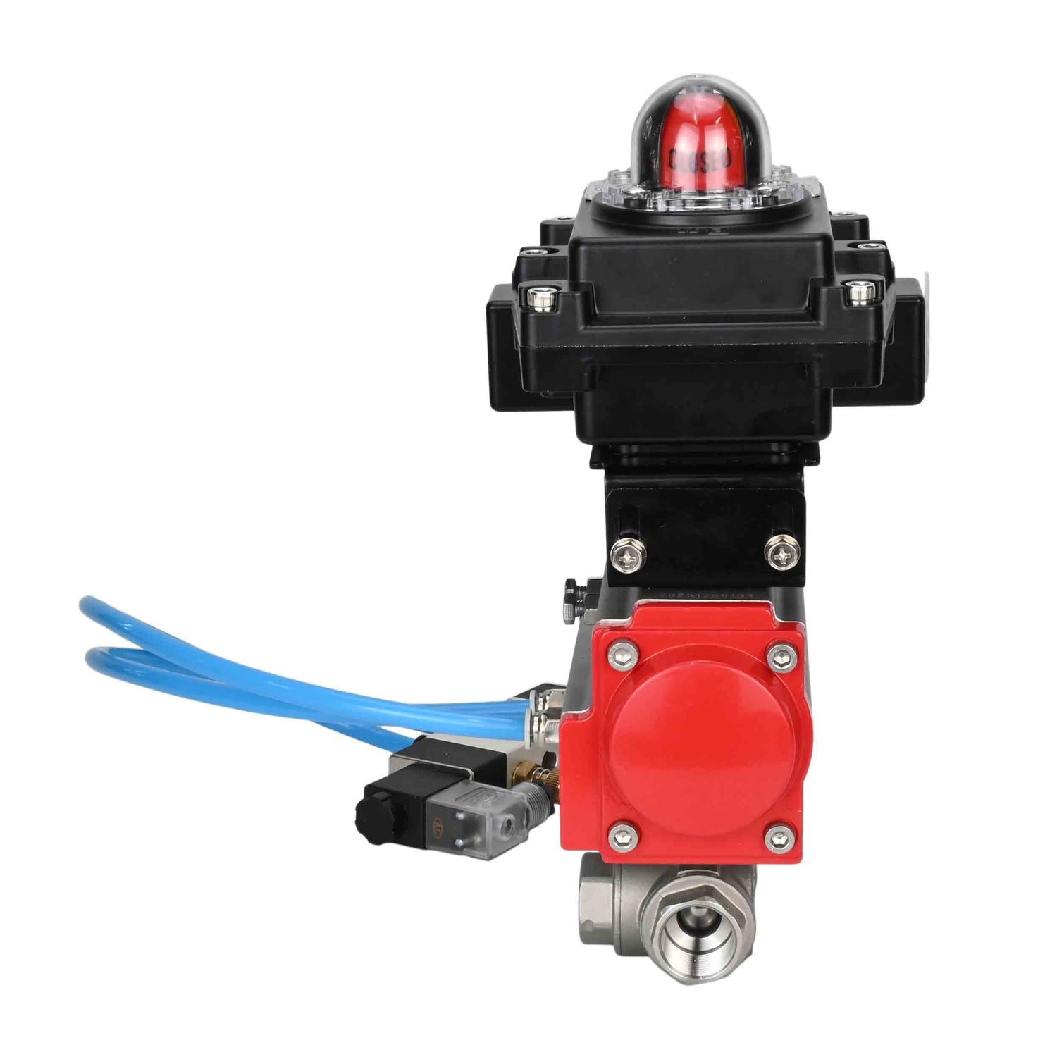 Ball valves Elephant BV3232P(4pc)-SP-3WL-T-ISO-H,  body material - Stainless steel AISI 316, seal - PTFE / PTFE / Teflon, with pneumatic actuator double action PA-DA, 4V320-10 220V, LSU APL-410N Ex