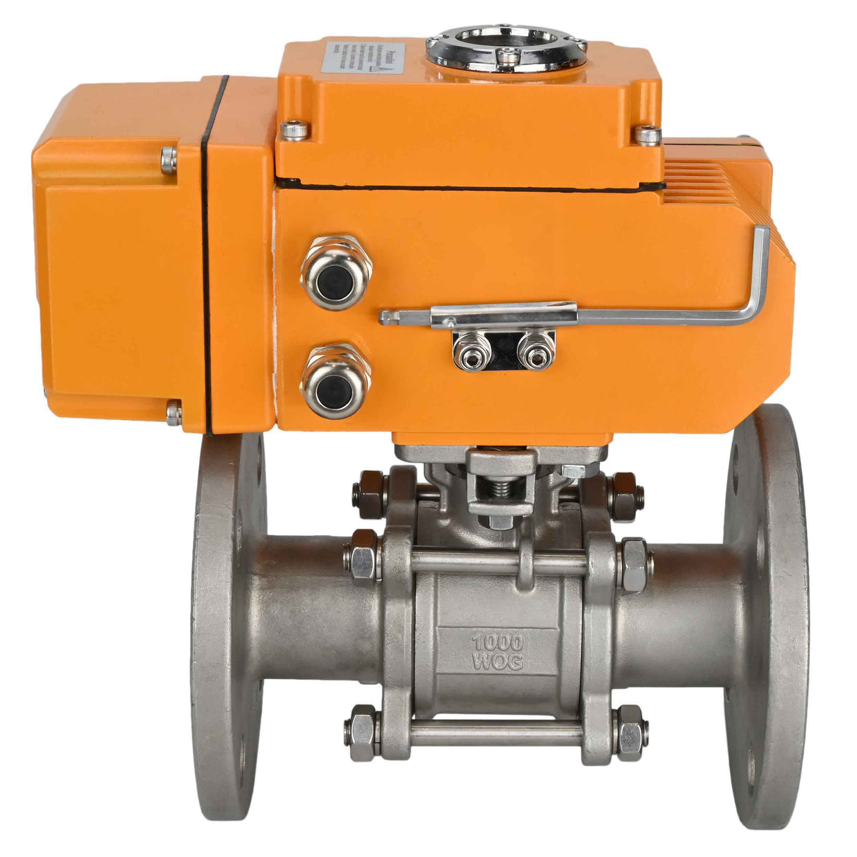 Ball valves Elephant BV3131P(3pc)-FP-F-ISO-H three-piece, full bore, flanged, body - stainless steel SS304, seal - PTFE, with 1/4-turn electric drive QT-N-003EM-O1-24VDC-U1 24V HARK