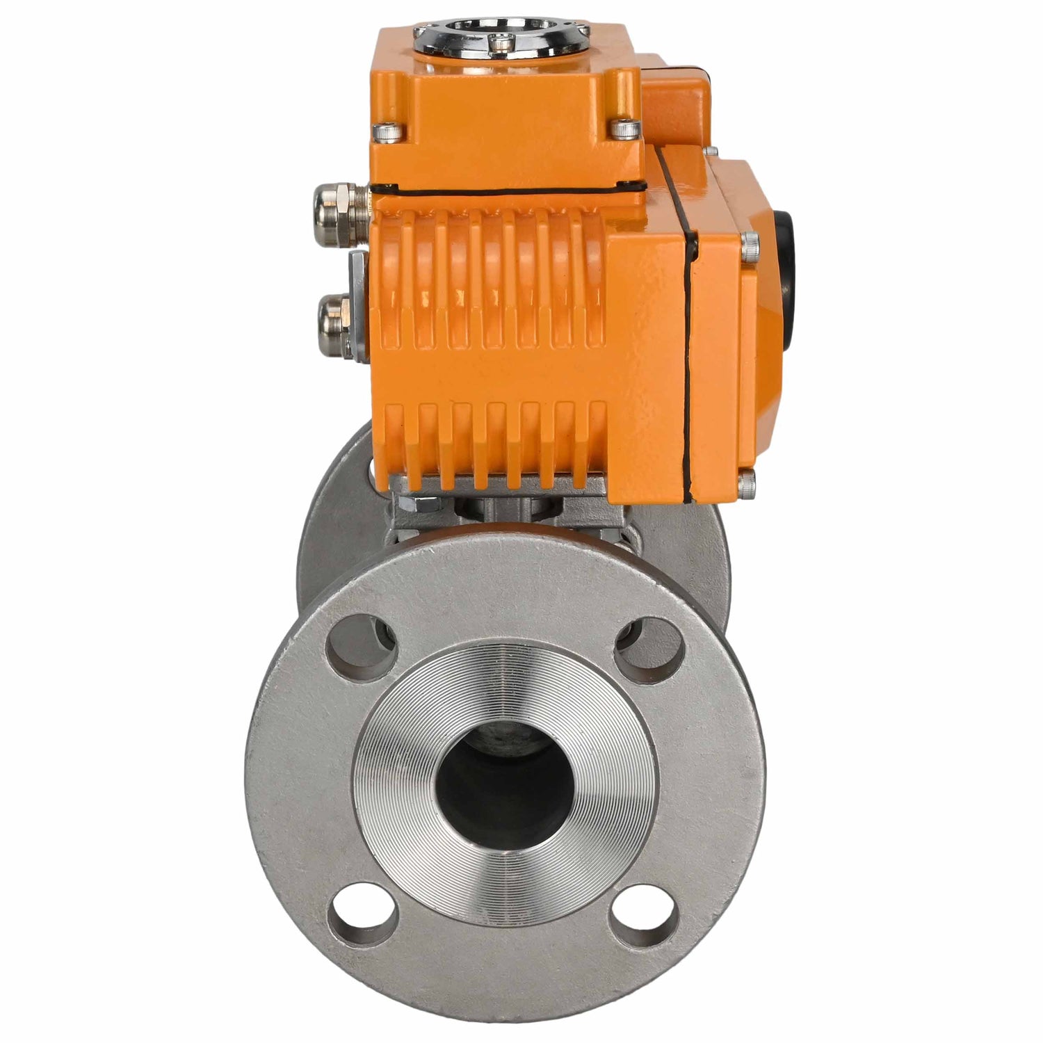 Ball valves Elephant BV3232P(3pc)-FP-F-ISO-H three-piece, full bore, flanged, body - stainless steel SS316, seal - PTFE, with 1/4-turn electric drive QT-N-EM-O1-220VAC-U1 220V HARK