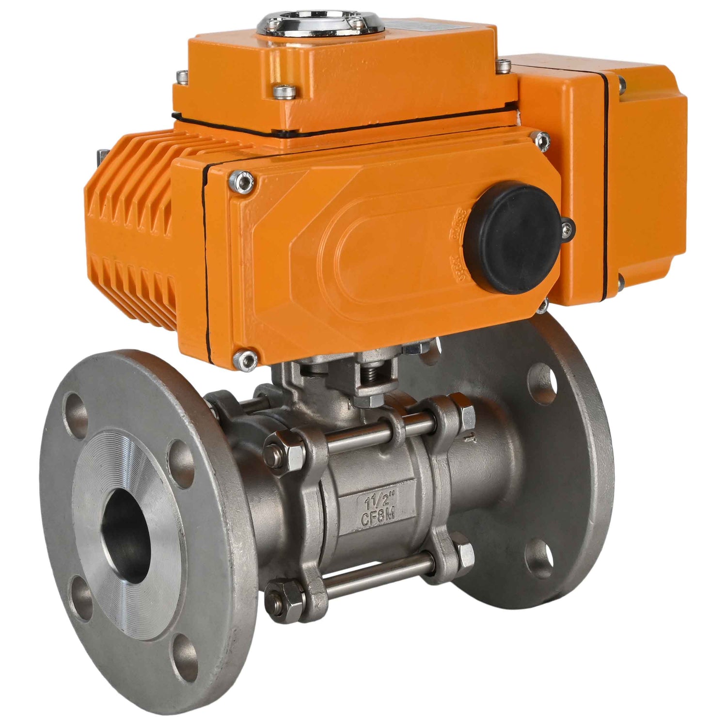 Ball valves Elephant BV3131P(3pc)-FP-F-ISO-H three-piece, full bore, flanged, body - stainless steel SS304, seal - PTFE, with 1/4-turn electric drive QT-N-EM-O1-220VAC-U1 220V HARK