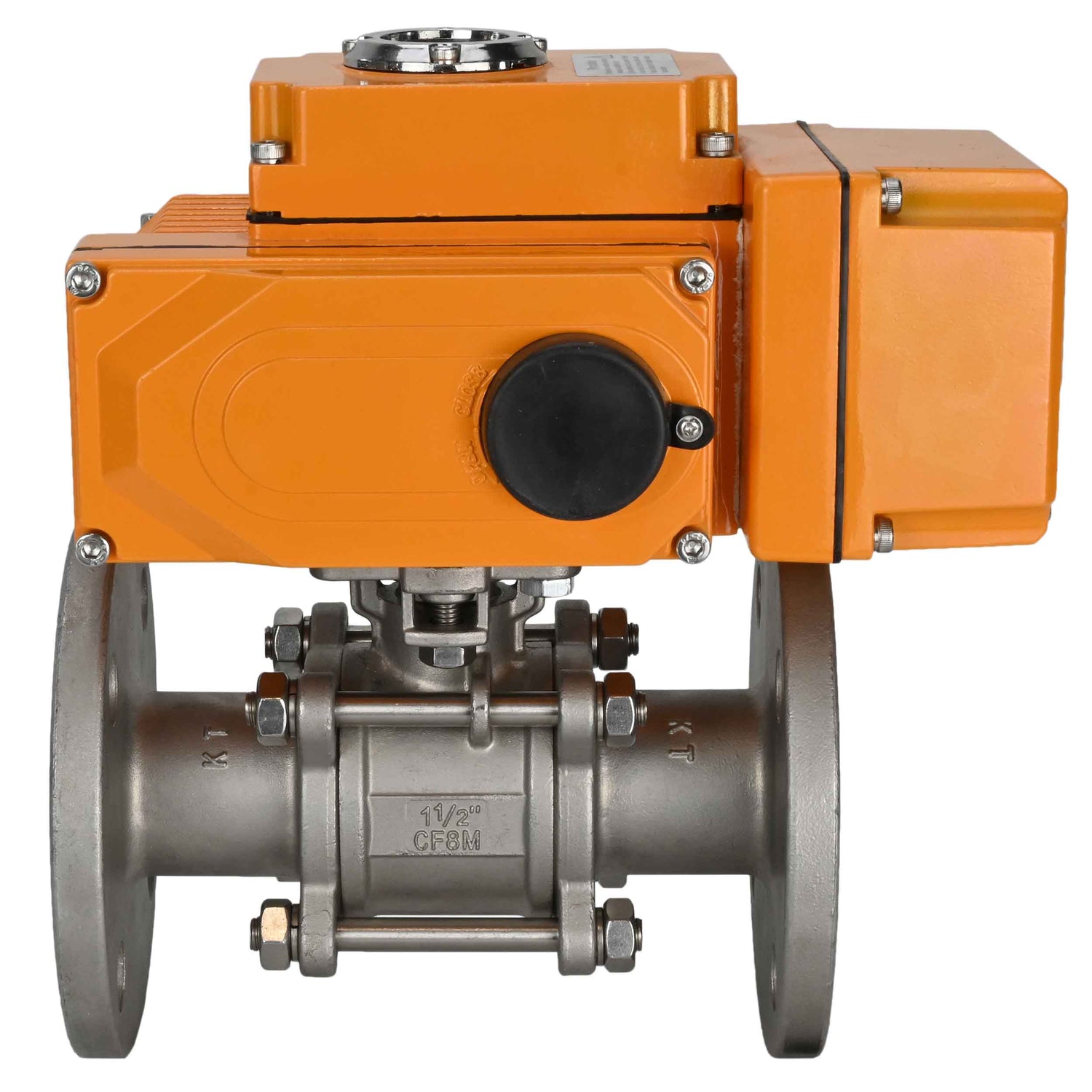 Ball valves Elephant BV3232P(3pc)-FP-F-ISO-H three-piece, full bore, flanged, body - stainless steel SS316, seal - PTFE, with 1/4-turn electric drive QT-N-003EM-O1-24VDC-U1 24V HARK