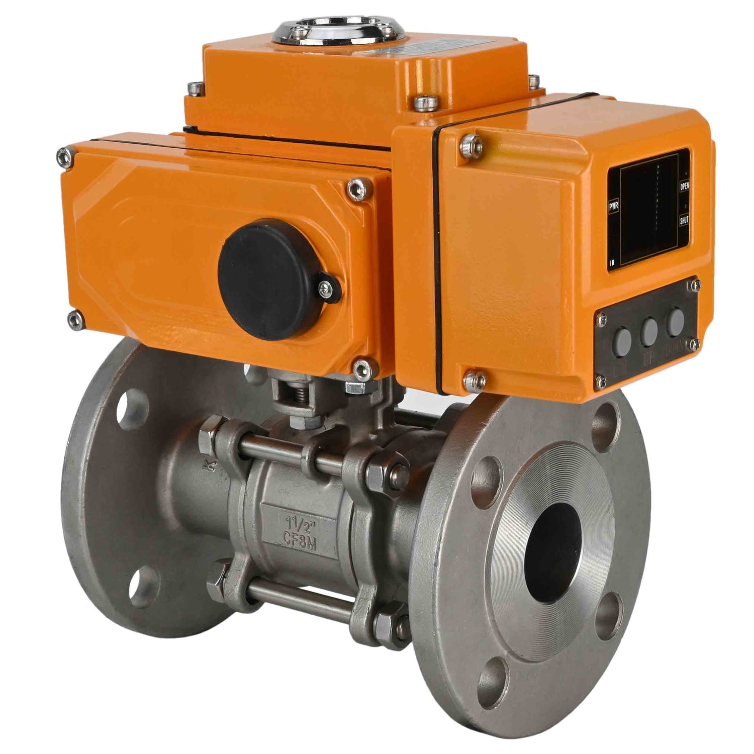 Ball valves Elephant BV3131P(3pc)-FP-F-ISO-H three-piece, full bore, flanged, body - stainless steel SS304, seal - PTFE, with 1/4-turn electric drive QT-N-EM-O1-380VAC-U1 380V HARK