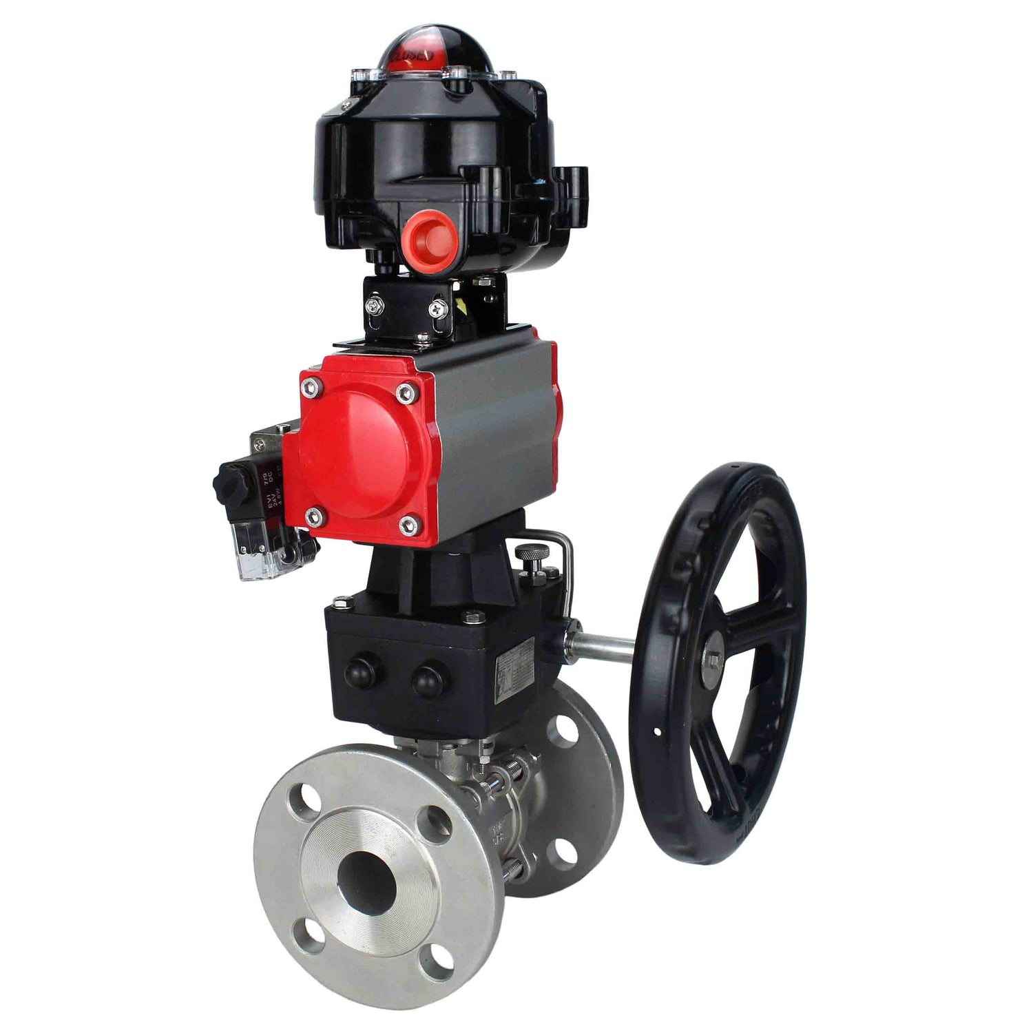 Ball valves Elephant BV3131P(3pc)-FP-F-ISO-H flanged, full bore, three-piece, stainless steel body. steel SS304, seal - PTFE, with pneumatic drive Elephant PA-DA 052-130 pneumatic distributor 4M310-08 NAMUR 24V gearbox MON LSU APL-510N-EX