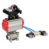 Ball valves Elephant BV3232P(3pc)-FP-W-ISO-H 16 bar/25, full bore for welding, stainless steel SS316, seal - PTFE, with double-acting PA-DA pneumatic actuator, with pneumatic distributor 4V320-08 220V, with LSU APL-210N