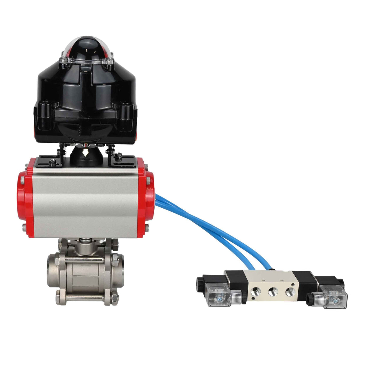 Ball valves Elephant BV3232P(3pc)-FP-W-ISO-H for welding, full bore, body - stainless steel SS316, seal - PTFE, with pneumatic actuator Elephant PA-DA 052- 083 pneumatic distributor 4V320-08 connection DN8 LSU APL-510N-EX
