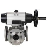Ball valves Elephant BV3232P(4pc)-FP-3WL-F-ISO-H DN100 16 bar full bore, flanged, body - stainless steel SS316, ISO flange F10/F12, square 19x19, with double pneumatic actuator PA-DA-105-1 action and pneumatic distributor 4M310-08 24V