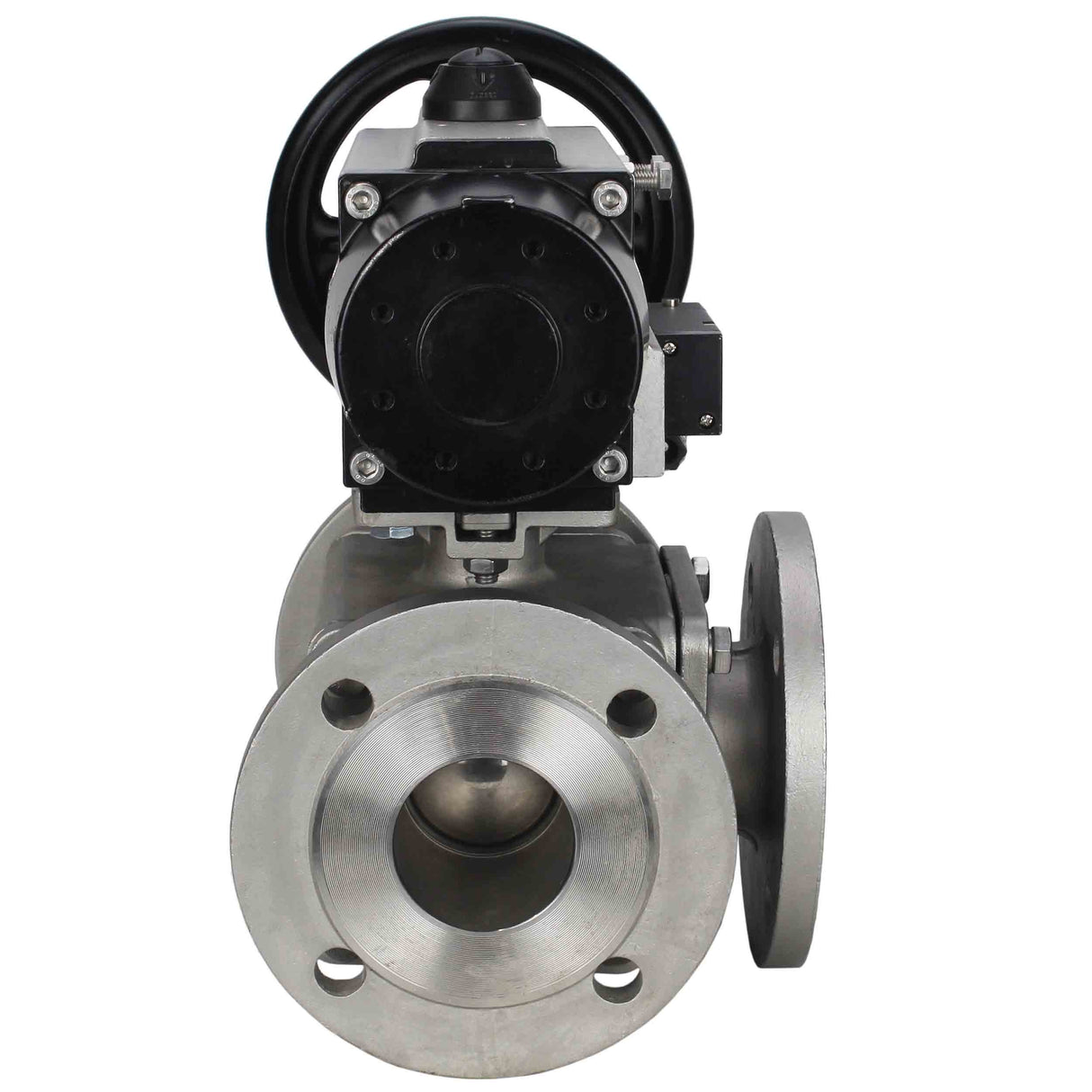 Ball valves Elephant BV3232P(4pc)-FP-3WL-F-ISO-H DN100 16 bar full bore, flanged, body - stainless steel SS316, ISO flange F10/F12, square 19x19, with double pneumatic actuator PA-DA-105-1 action and pneumatic distributor 4M310-08 24V