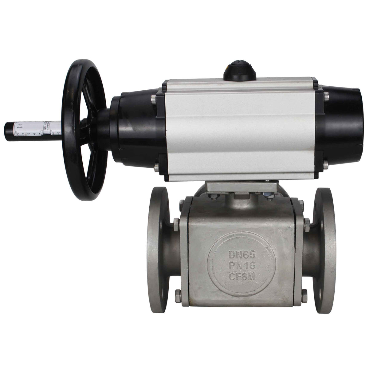 Ball valves Elephant BV3232P(4pc)-FP-3WL-F-ISO-H DN100 16 bar full bore, flanged, body - stainless steel SS316, ISO flange F10/F12, square 19x19, with double pneumatic actuator PA-DA-105-1 action and pneumatic distributor 4M310-08 24V