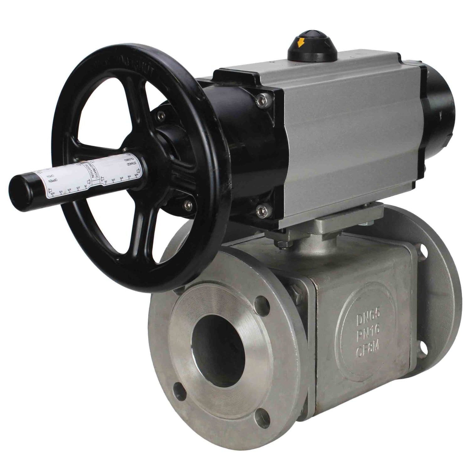 Ball valves Elephant BV3232P(4pc)-FP-3WL-F-ISO-H DN100 16 bar full bore, flanged, body - stainless steel SS316, ISO flange F10/F12, square 19x19, with double pneumatic actuator PA-DA-105-1 action and pneumatic distributor 4M310-08 NAMUR 24V