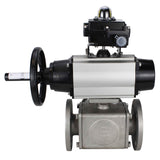 Ball valves Elephant BV3232P(4pc)-FP-3WL-F-ISO-H DN100 16 bar full bore, flanged, body - stainless steel SS316, ISO flange F10/F12, square 19x19, with double pneumatic actuator PA-DA-105-1 actions and LSU APL-410N EX