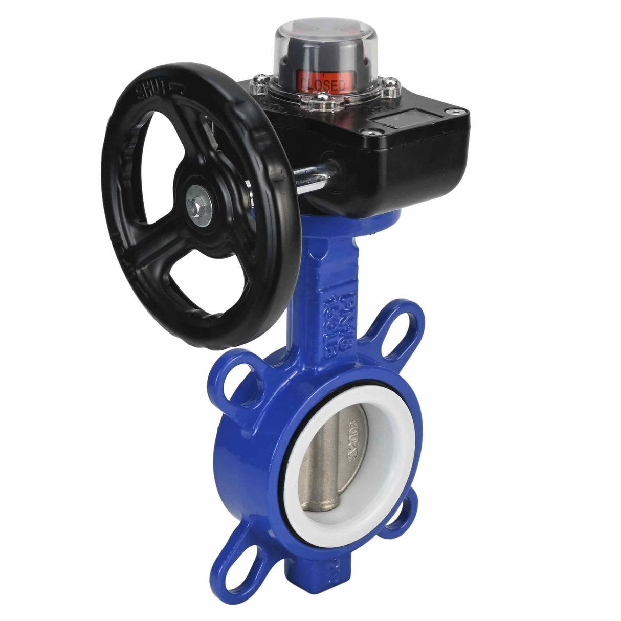 Water Butterfly Valve Elephant WCB-316L-PTFE-HAM, body material - carbon steel WCB, disk material - stainless steel AISI 316L, seal - PTFE, gear operated