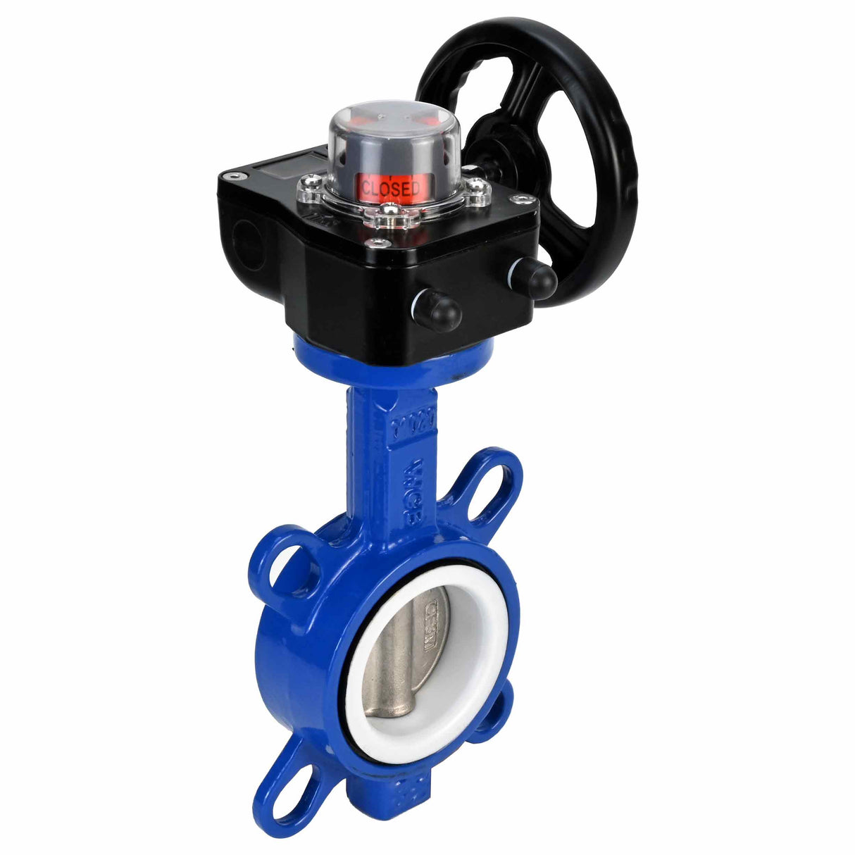 Water Butterfly Valve Elephant WCB-316L-PTFE-HAM, body material - carbon steel WCB, disk material - stainless steel AISI 316L, seal - PTFE, gear operated