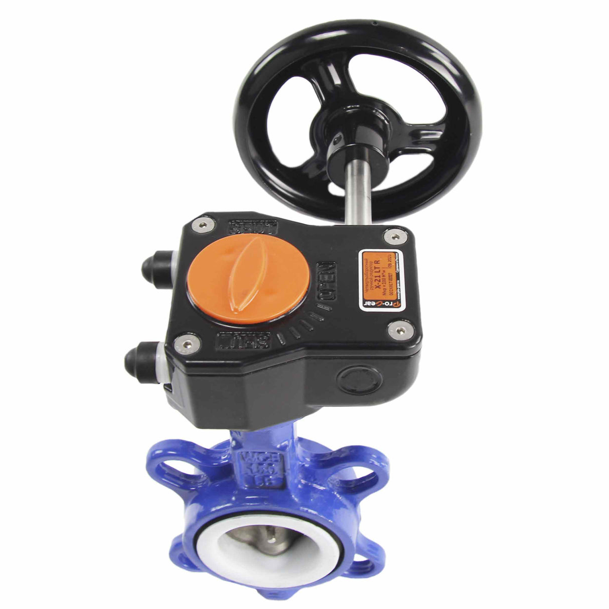 Water Butterfly Valve Elephant WCB-316L-PTFE body material - Carbon steel WCB, disk material - Stainless steel AISI 316L, seal - PTFE with gear Pro-Gear X-W