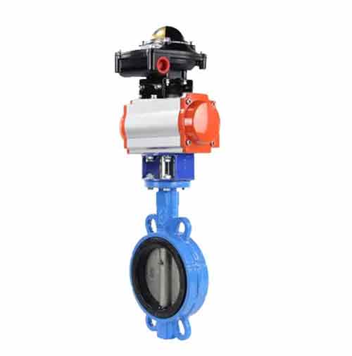 Water Butterfly Valve Elephant st-316l-viton-da-apl210n, body material - carbon steel WCB, disk material - stainless steel AISI 316L, seal - VITON, pneumatic actuator operated