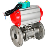 Ball valves Elephant BV3131P(3pc)-FP-F-ISO-H DN15-100 16/40 bar full-bore three-piece, flanged, 304 stainless steel, seal - PTFE, with pneumatic actuator PA-SA and ALS200D magnetic switch