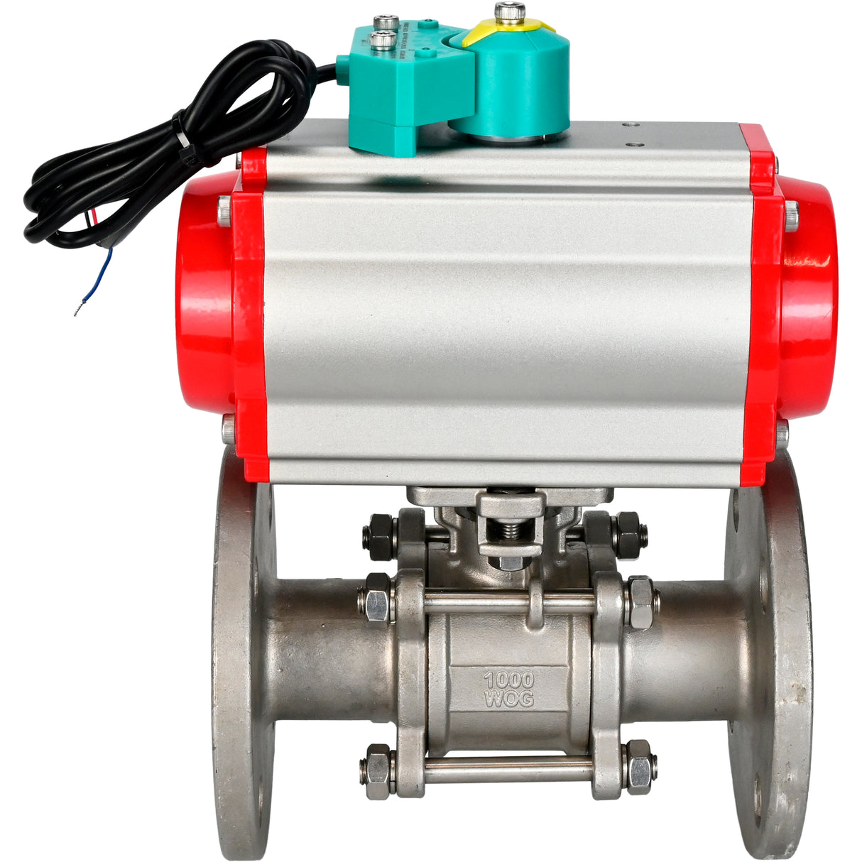 Ball valves Elephant BV3131P(3pc)-FP-F-ISO-H DN15-100 16/40 bar full-bore three-piece, flanged, 304 stainless steel, seal - PTFE, with pneumatic actuator PA-SA and ALS200D magnetic switch
