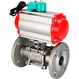 Ball valves Elephant BV3131P(3pc)-FP-F-ISO-H DN15-100 16/40 bar full-bore three-piece, flanged, 304 stainless steel, seal - PTFE, with pneumatic actuator PA-SA and ALS200D magnetic switch