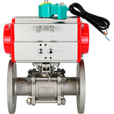 Ball valves Elephant BV3131P(3pc)-FP-F-ISO-H DN15-100 16/40 bar full-bore three-piece, flanged, 304 stainless steel, seal - PTFE, with pneumatic actuator PA-SA and ALS200D magnetic switch