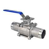 Ball valves Elephant BV3131P(3pc)-FP-W-ISO-H stainless steel SS304, full bore, three-piece, seal - PTFE, welded, with handle
