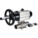 Ball valves Elephant BV3131P(3pc)-FP-W-ISO-H LONG,  body material - Stainless steel AISI 304, seal - PTFE / PTFE / Teflon, with pneumatic actuator double action PA-DA-105-1, 4V320-10 220V