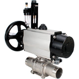 Ball valves Elephant BV3131P(3pc)-FP-W-ISO-H LONG,  body material - Stainless steel AISI 304, seal - PTFE / PTFE / Teflon, with pneumatic actuator double action PA-DA-105-1, 4V320-10 220VATU AFC2000