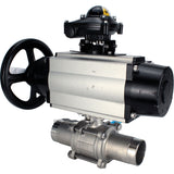 Ball valves Elephant BV3131P(3pc)-FP-W-ISO-H LONG,  body material - Stainless steel AISI 304, seal - PTFE / PTFE / Teflon, with pneumatic actuator double action PA-DA-105-1, 4V320-10 220V, LSU APL-210N