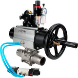 Ball valves Elephant BV3131P(3pc)-FP-W-ISO-H LONG,  body material - Stainless steel AISI 304, seal - PTFE / PTFE / Teflon, with pneumatic actuator double action PA-DA-105-1, 4V320-10 220V, LSU APL-210N, ATU AFC2000