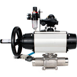 Ball valves Elephant BV3131P(3pc)-FP-W-ISO-H LONG,  body material - Stainless steel AISI 304, seal - PTFE / PTFE / Teflon, with pneumatic actuator double action PA-DA-105-1, 4V320-10 220V, LSU APL-210N, ATU AFC2000