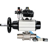Ball valves Elephant BV3131P(3pc)-FP-W-ISO-H LONG,  body material - Stainless steel AISI 304, seal - PTFE / PTFE / Teflon, with pneumatic actuator double action PA-DA-105-1, 4V320-10 220V, LSU APL-410N Ex, ATU AFC2000