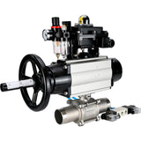 Ball valves Elephant BV3131P(3pc)-FP-W-ISO-H LONG,  body material - Stainless steel AISI 304, seal - PTFE / PTFE / Teflon, with pneumatic actuator double action PA-DA-105-1, 4V320-10 220V, LSU APL-410N Ex, ATU AFC2000
