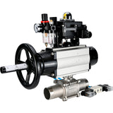 Ball valves Elephant BV3131P(3pc)-FP-W-ISO-H LONG,  body material - Stainless steel AISI 304, seal - PTFE / PTFE / Teflon, with pneumatic actuator double action PA-DA-105-1, 4V320-10 220V, LSU APL-410N Ex, ATU AFC2000